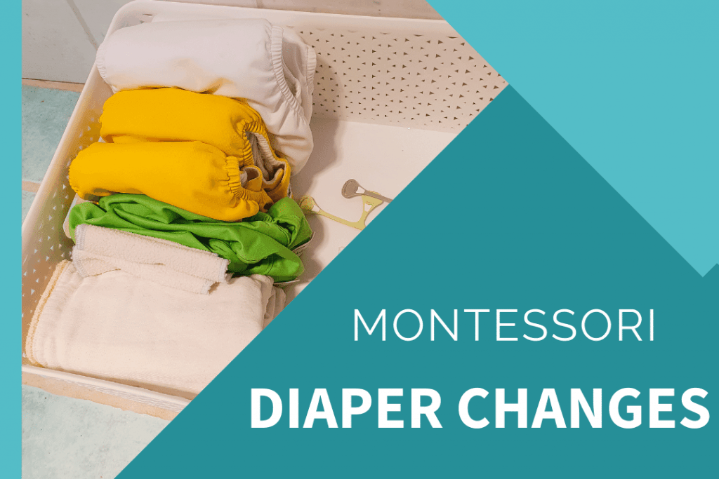 montessori nappy change area with cloth diapers