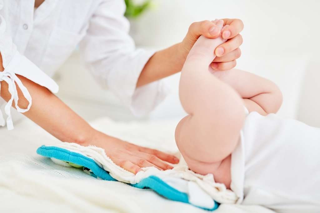 montessori newborn cloth diaper change