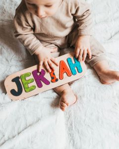 childs name as puzzle for christmas gift idea 