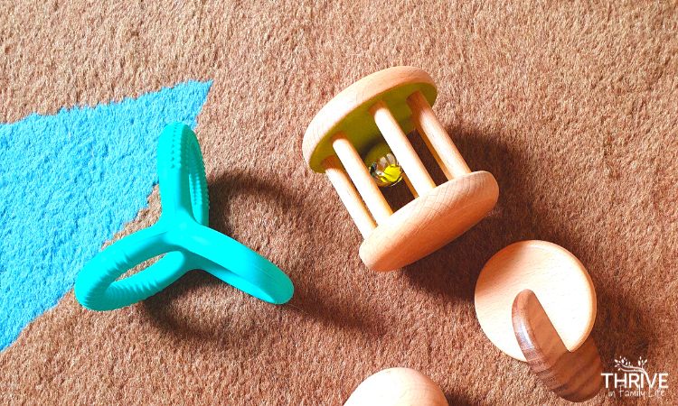 3 Montessori rattles from Lovevery Playkit in Australia